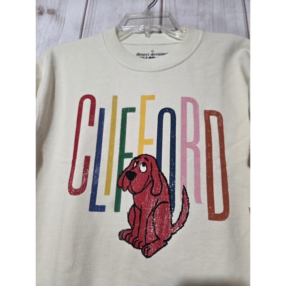 Desert Dreamer Sweatshirt Womens XS White Clifford‎ Big Red Dog Pullover Graphic